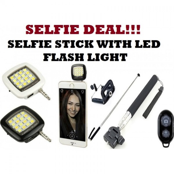 Selfie Stick and Selfie LED Flash Light Buyon.pk